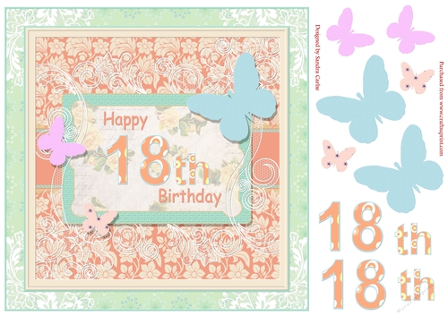 Butterfly 18th Birthday Decoupage Topper