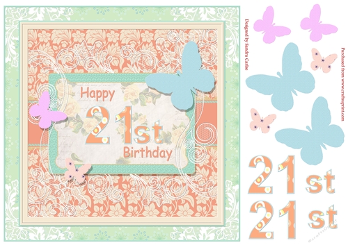 Butterfly 21st Birthday Decoupage Topper