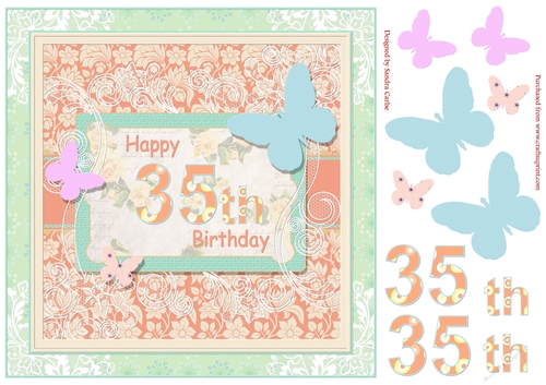 Butterfly 35th Birthday Decoupage Topper
