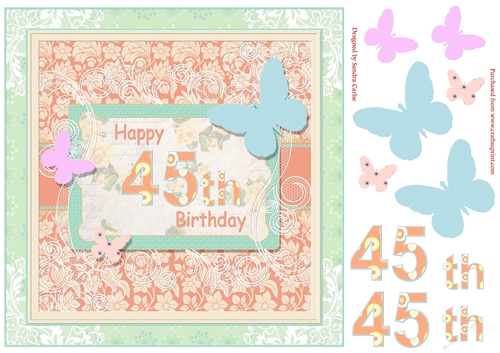 Butterfly 45th Birthday Decoupage Topper
