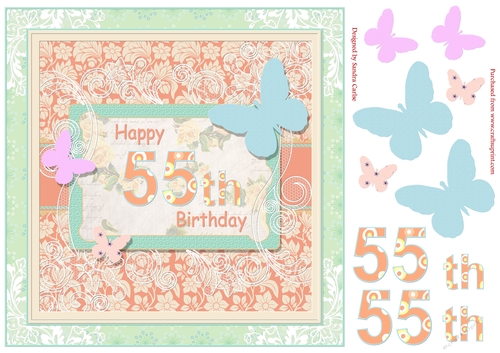 Butterfly 55th Birthday Decoupage Topper
