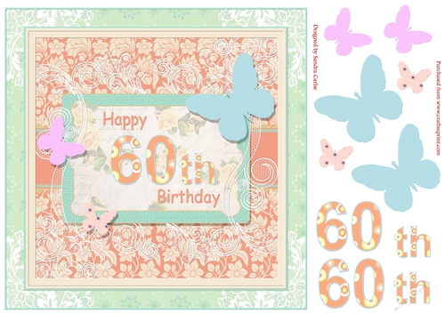 Butterfly 60th Birthday Decoupage Topper