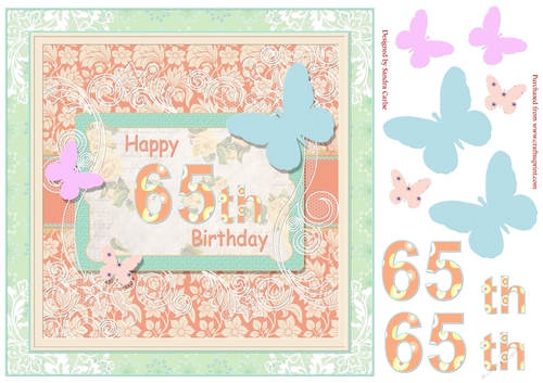 Butterfly 65th Birthday Decoupage Topper