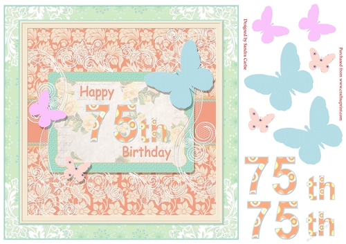 Butterfly 75th Birthday Decoupage Topper