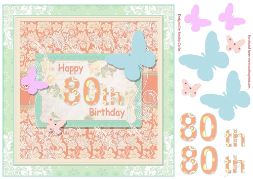 Butterfly 80th Birthday Decoupage Topper