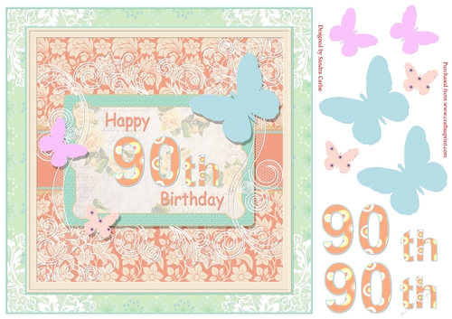 Butterfly 90th Birthday Decoupage Topper