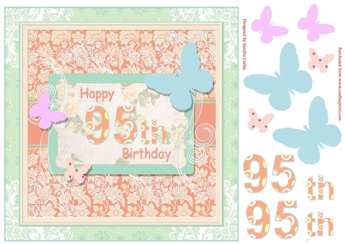 Butterfly 95th Birthday Decoupage Topper