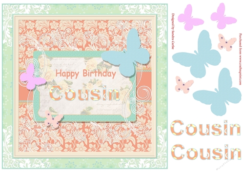 Butterfly Cousin Birthday Decoupage Topper