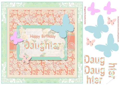 Butterfly Daughter Birthday Decoupage Topper