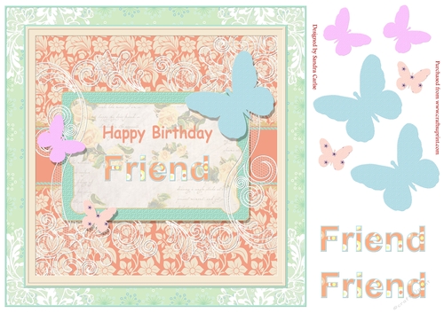 Butterfly Friend Birthday Decoupage Topper