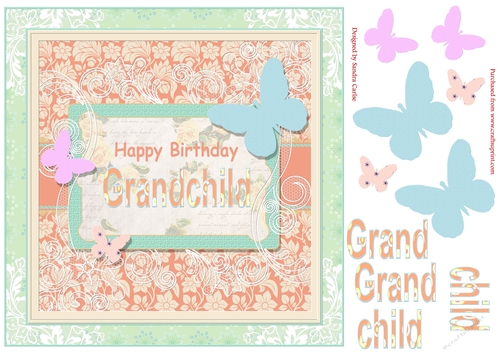 Butterfly Grandchild Birthday Decoupage Topper