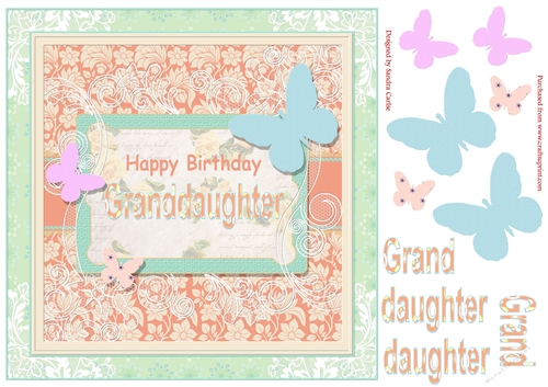 Butterfly Granddaughter Birthday Decoupage Topper
