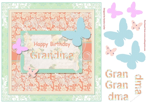 Butterfly Grandma Birthday Decoupage Topper