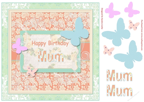 Butterfly Mum Birthday Decoupage Topper
