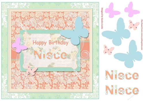 Butterfly Niece Birthday Decoupage Topper