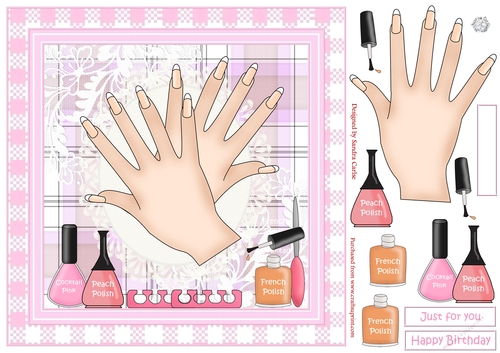 French Polish Manicured Nails Decoupage Topper