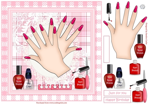 Red Manicured Nails Decoupage Topper