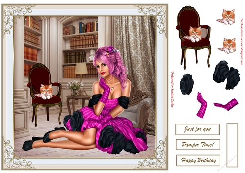 Glamorous Girl Decoupage Topper 11