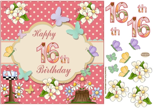 Happy 16th Birthday Butterfly Topper