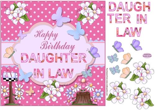 Happy Birthday Daughter in Law Pink Topper