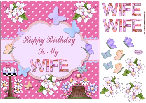 Happy Birthday to my Wife Pink Topper