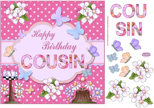 Happy Birthday Cousin Pink Topper