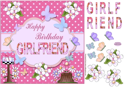 Happy Birthday Girlfriend Pink Topper