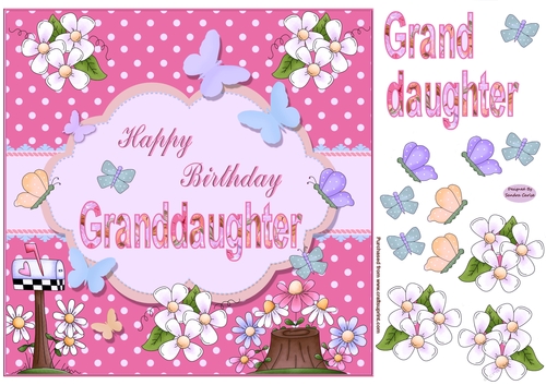 Happy Birthday Granddaughter Pink Topper