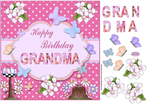 Happy Birthday Grandma Pink Topper