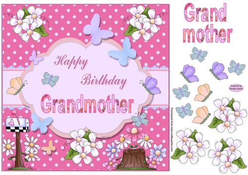 Happy Birthday Grandmother Pink Topper