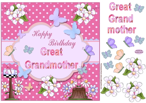 Happy Birthday Great Grandmother Pink Topper