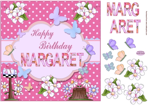 Happy Birthday Margaret Pink Topper