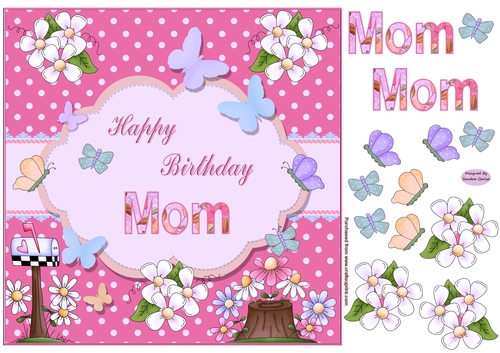 Happy Birthday Mom Pink Topper