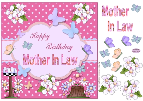Happy Birthday Mother in Law Pink Topper