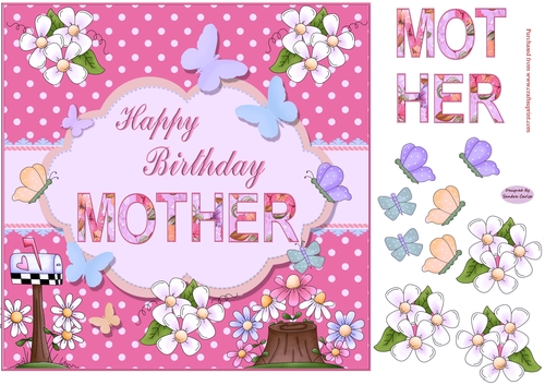 Happy Birthday Mother Pink Topper