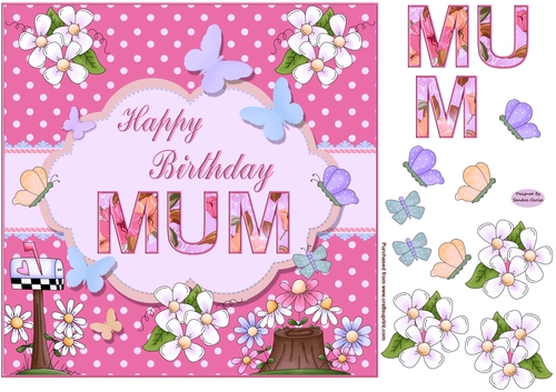Happy Birthday Mum Pink Topper