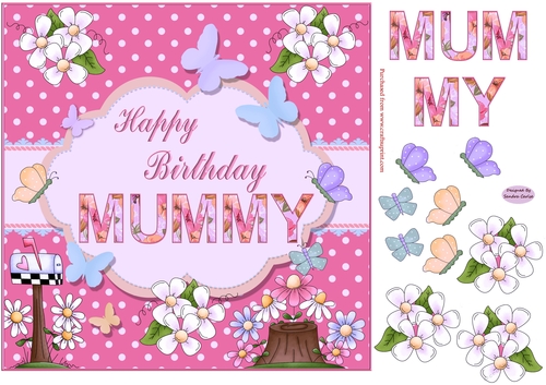 Happy Birthday Mummy Pink Topper