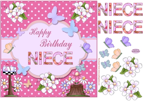 Happy Birthday Niece Pink Topper