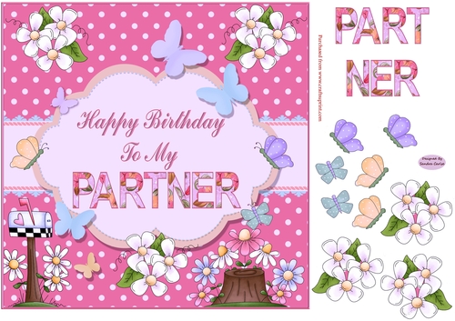 Happy Birthday to my Partner Pink Topper