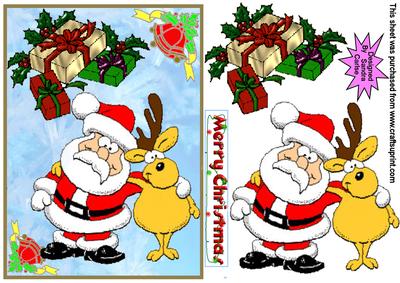 Christmas Santa & Rudolf Decoupage Topper