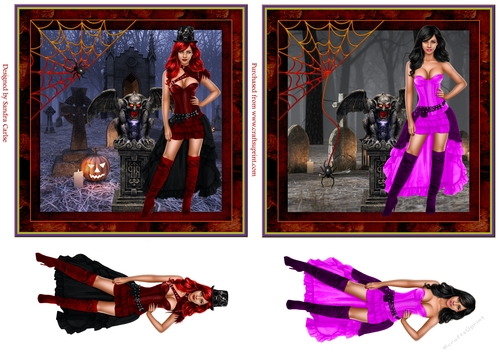 Halloween 2 x Decoupage Toppers 1