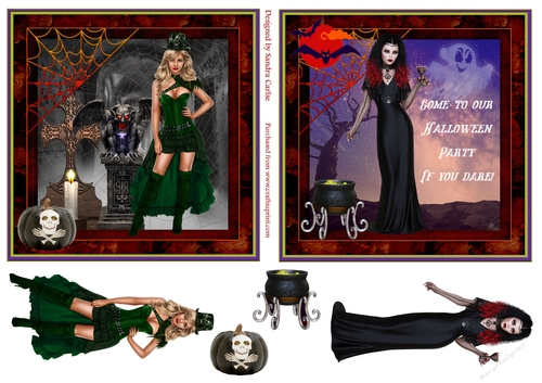 Halloween 2 x Decoupage Toppers 2