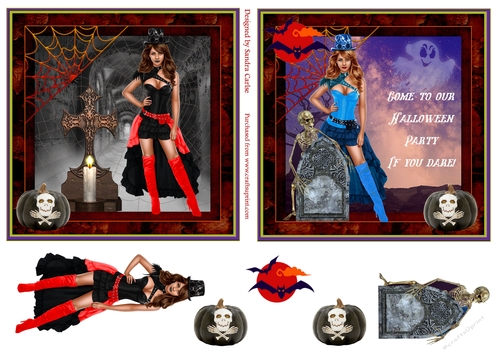 Halloween 2 x Decoupage Toppers 3