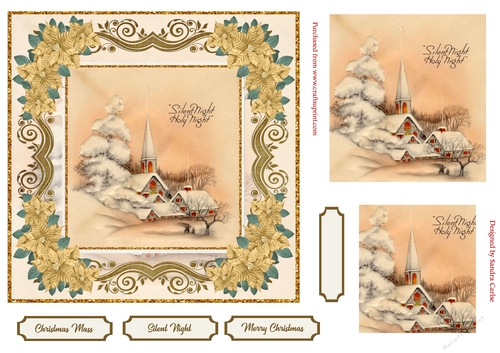 Christmas Silent Night Gold Poinsettia Topper