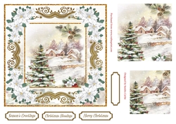 Snowy Rooftops Pyramid Topper White Poinsettia