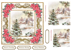 Snowy Rooftops Pyramid Topper Red Poinsettia