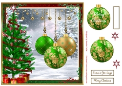 Christmas Baubles Decoupage 8x8ins Topper 6