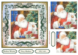 Christmas Jolly Santa 7x7ins Pyramid Topper