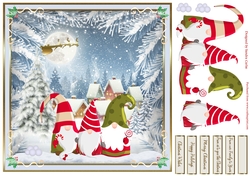 Christmas Nordic Gnomes Decoupage 8x8ins Topper 1