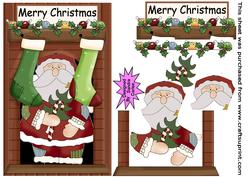 Christmas Santa down the Chimney Decoupage Topper
